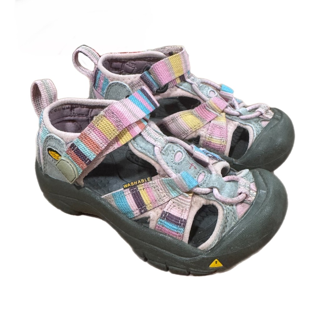 KEEN Youth Venice H2 sandals Pink Blue Striped Water Shoes Size 8 US Toddler